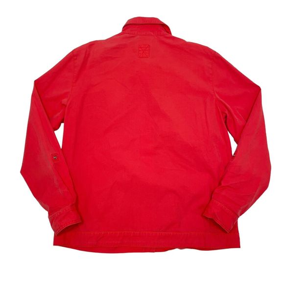 Chico's Jacket Size 1 /‎ Medium Red Snap Button Front Collared Pockets Utility - Picture 2 of 10